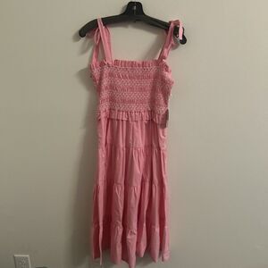 Azura Pink Smocked Tiered Sundress NWT Women’s Size Medium 100% Cotton (Shell)